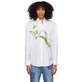 MSGM White Printed Shirt 231443M192000