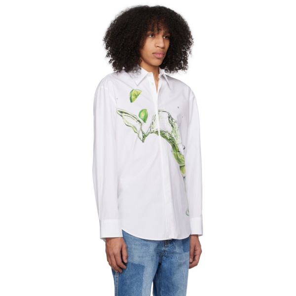  MSGM White Printed Shirt 231443M192000