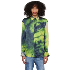 MSGM Green & Blue Tie-Dye Shirt 231443M192004