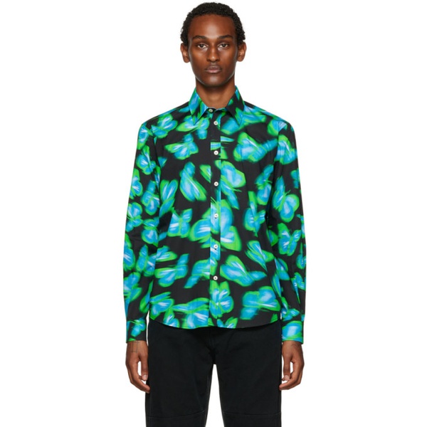  MSGM Green & Blue Printed Shirt 222443M192017