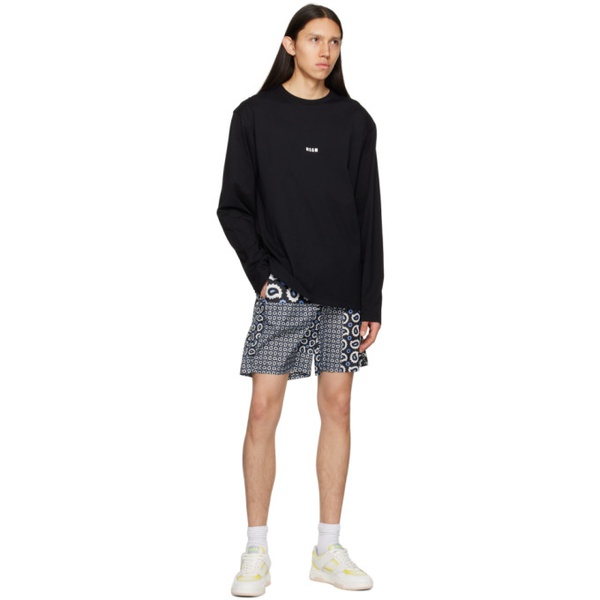  MSGM Black Paisley Shorts 231443M193008