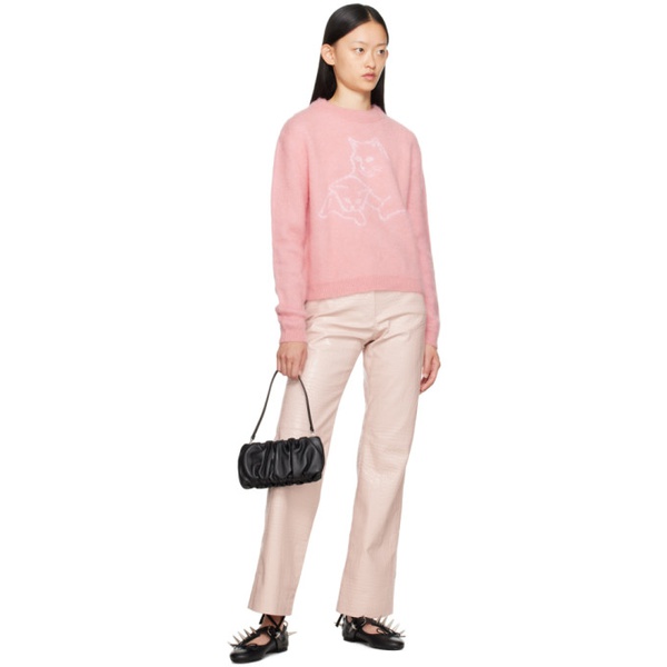  MSGM Pink Jacquard Sweater 232443F096014