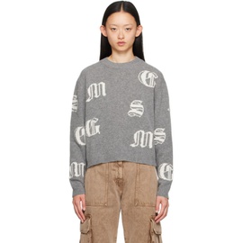 MSGM Gray Jacquard Sweater 232443F096015