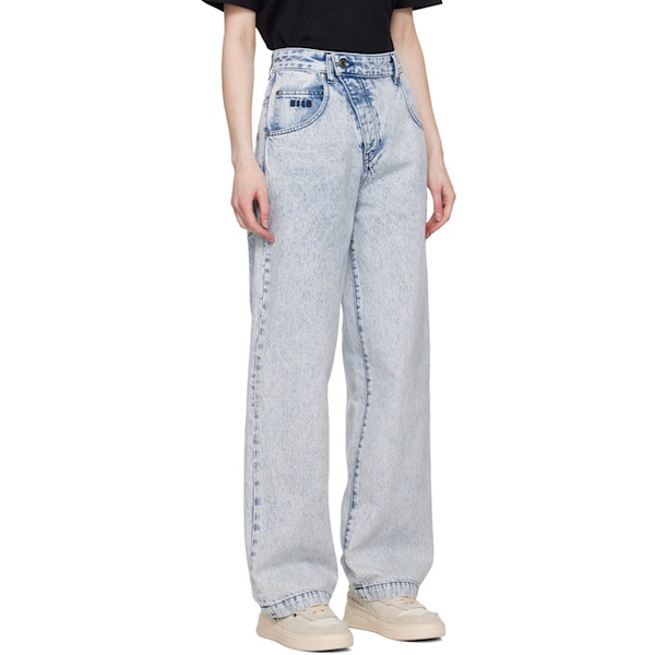  MSGM Blue Oblique Jeans 231443F069007