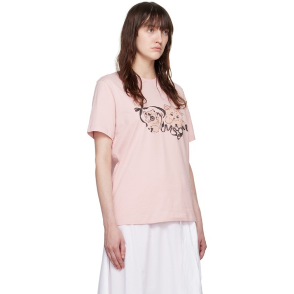  MSGM Pink Kitten T-Shirt 242443F110000