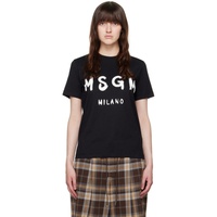 MSGM Black Printed T-Shirt 242443F110003