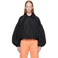 MSGM Black Gathered Shirt 231443F109004