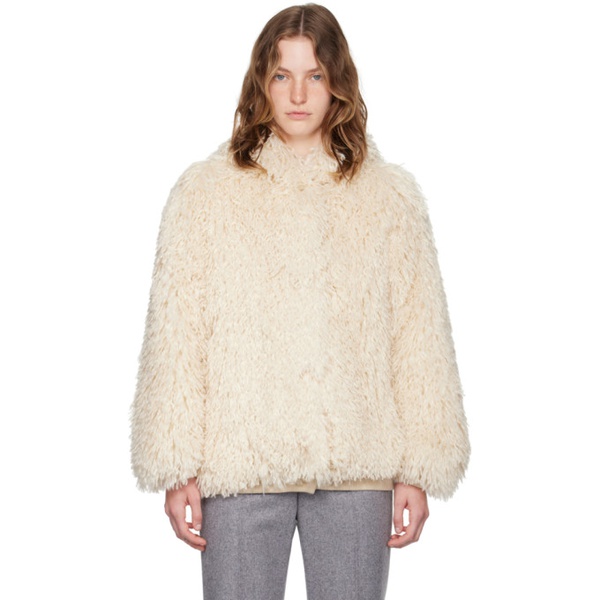  MSGM 오프화이트 Off-White Hooded Faux-Fur Jacket 242443F063000