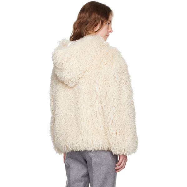  MSGM 오프화이트 Off-White Hooded Faux-Fur Jacket 242443F063000