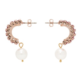 마그다 부트림 Magda Butrym Gold & Pink Pearl Drop Half Hoop Earrings 232533F022010