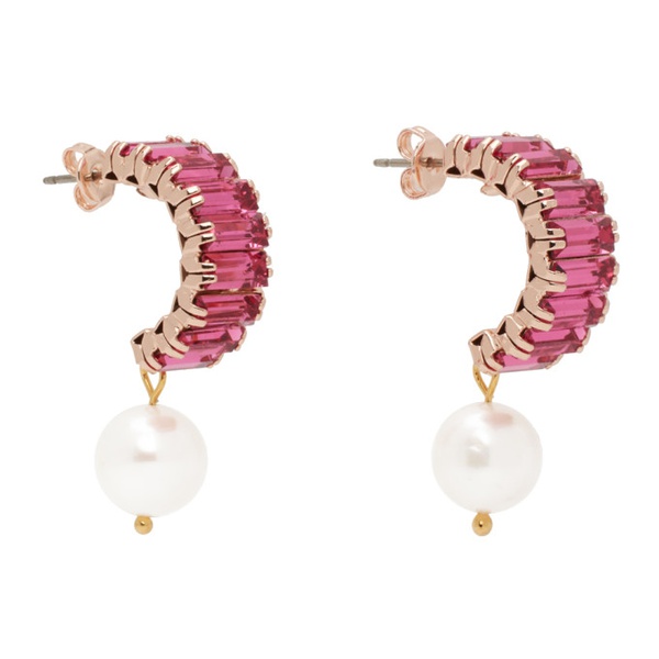 마그다 부트림 Magda Butrym Gold & Pink Pearl Drop Half Hoop Earrings 232533F022010