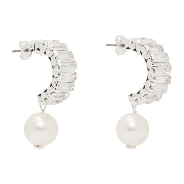  마그다 부트림 Magda Butrym Silver Pearl Drop Half Hoop Earrings 232533F022012