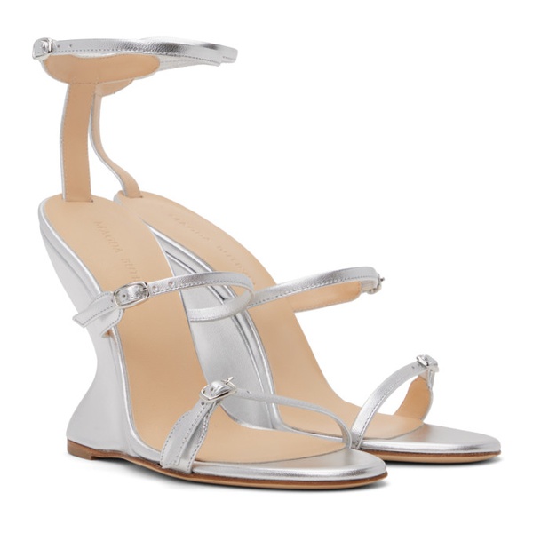  마그다 부트림 Magda Butrym Silver Inverted Wedge Heeled Sandals 241533F125006