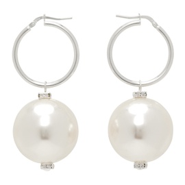 마그다 부트림 Magda Butrym Silver & White Mini Hoop Pearl Earrings 241533F022003