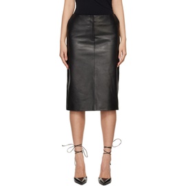 마그다 부트림 Magda Butrym Black Zip Leather Midi Skirt 241533F092001