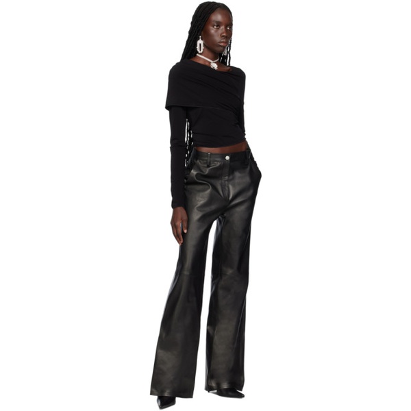  마그다 부트림 Magda Butrym Black Paneled Leather Pants 232533F084000