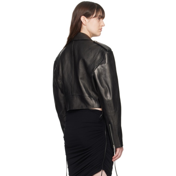  마그다 부트림 Magda Butrym Black Cropped Leather Jacket 241533F064003
