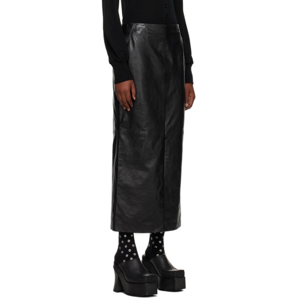  Maiden Name Black Alice Leather Midi Skirt 232938F092000