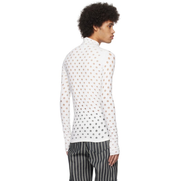  메이지 윌렌 Maisie Wilen White Perforated Turtleneck 241370M205001