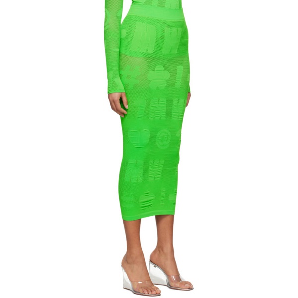  메이지 윌렌 Maisie Wilen Green Logomania Midi Skirt 231370F090000