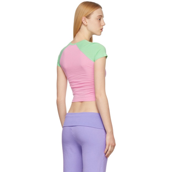  메이지 윌렌 Maisie Wilen Pink & Green Slinky T-Shirt 221370F110004