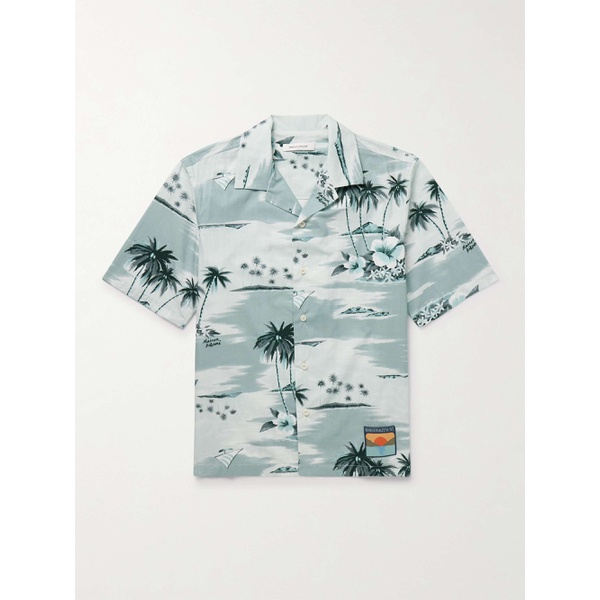 메종키츠네 MAISON KITSUNEE Resort Camp-Collar Logo-Appliqued Printed Cotton-Voile Shirt 1647597328581829