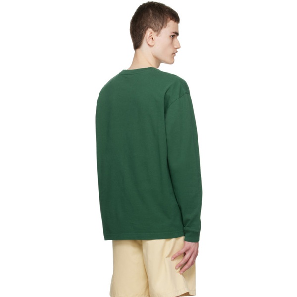 메종키츠네 Maison Kitsune Green Fox Head Long Sleeve T-Shirt 232389M213042