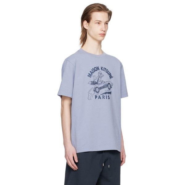 메종키츠네 Maison Kitsune Blue Racing Fox T-Shirt 241389M213057