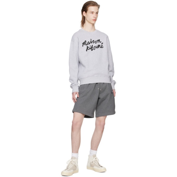 메종키츠네 Maison Kitsune Gray Handwriting Sweatshirt 241389M204026