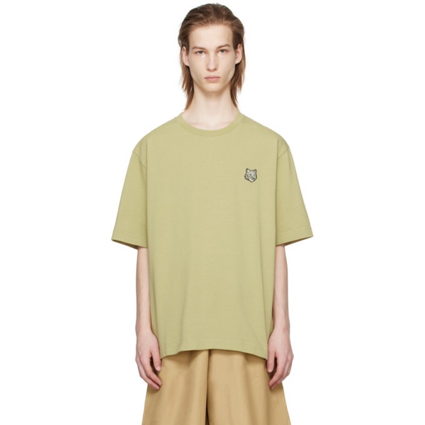 메종키츠네 Maison Kitsune Green Bold Fox Head T-Shirt 241389M213009