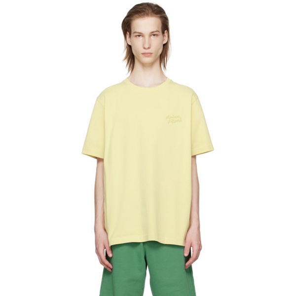 메종키츠네 Maison Kitsune Yellow Handwriting T-Shirt 241389M213000