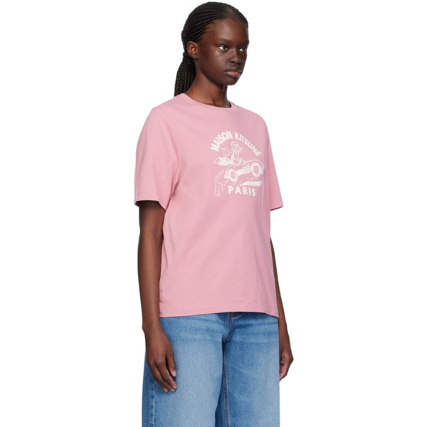 메종키츠네 Maison Kitsune Pink Racing Fox T-Shirt 241389F110014