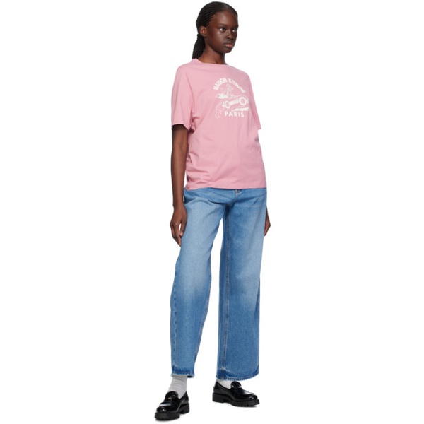 메종키츠네 Maison Kitsune Pink Racing Fox T-Shirt 241389F110014
