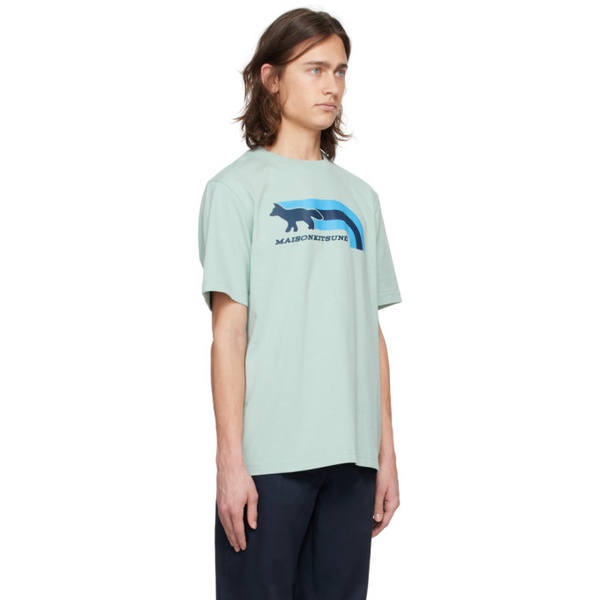 메종키츠네 Maison Kitsune Green Flash Fox T-Shirt 241389M213052