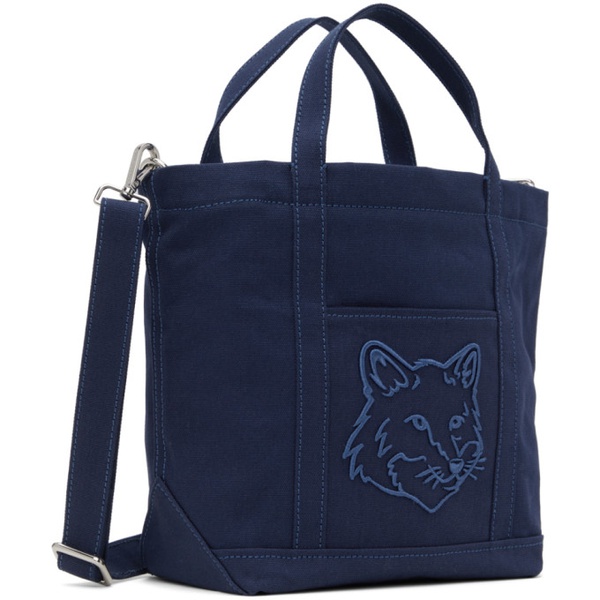 메종키츠네 Maison Kitsune Navy Fox Head Small Tote 241389M172009