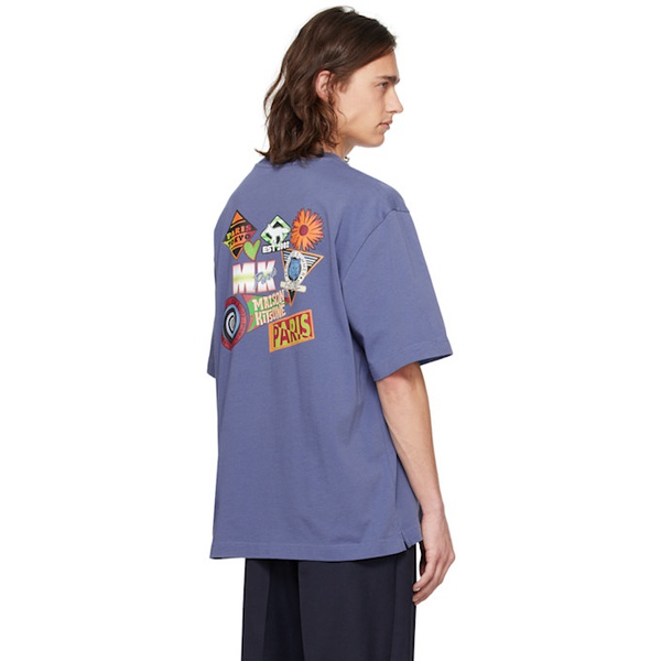 메종키츠네 Maison Kitsune Blue Surf Collage T-Shirt 241389M213049