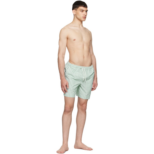 메종키츠네 Maison Kitsune Green Striped Shorts 241389M208001