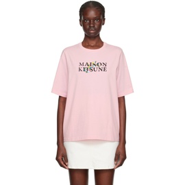 Maison Kitsune Pink Flowers T-Shirt 232389F110052