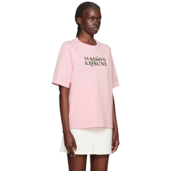 메종키츠네 Maison Kitsune Pink Flowers T-Shirt 232389F110052
