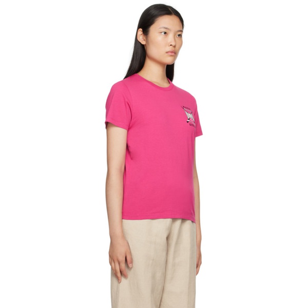 메종키츠네 Maison Kitsune Pink College Fox T-Shirt 232389F110049