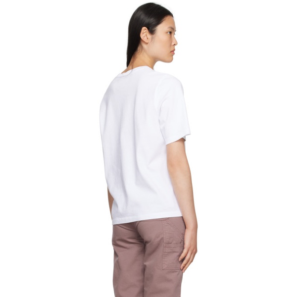 메종키츠네 Maison Kitsune White Embroidered T-Shirt 232389F110048