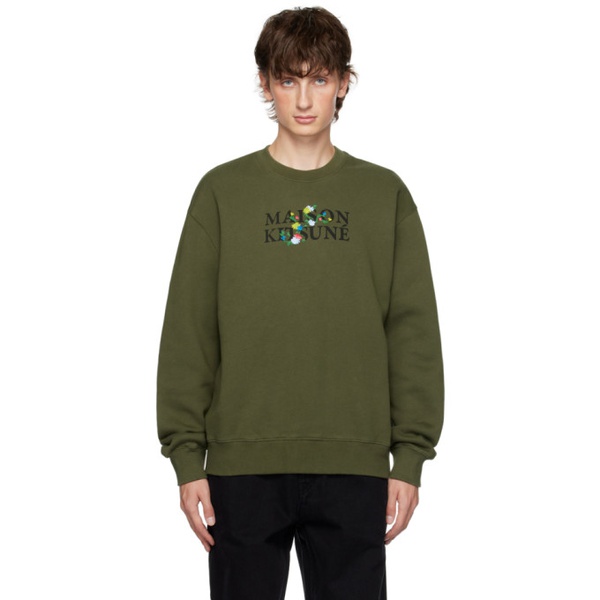 메종키츠네 Maison Kitsune Green Flowers Sweatshirt 232389M204027