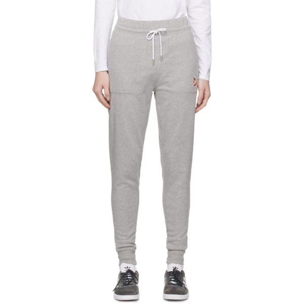 메종키츠네 Maison Kitsune Gray Chillax Fox Sweatpants 232389F086000