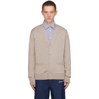 Maison Kitsune Beige Fox Head Cardigan 232389M200008