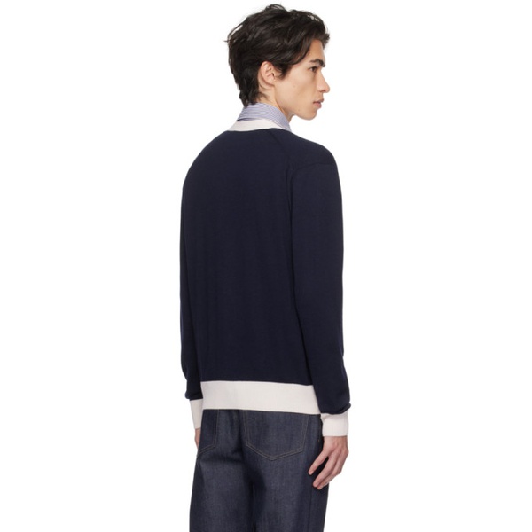 메종키츠네 Maison Kitsune Navy Baby Fox Cardigan 232389M200000