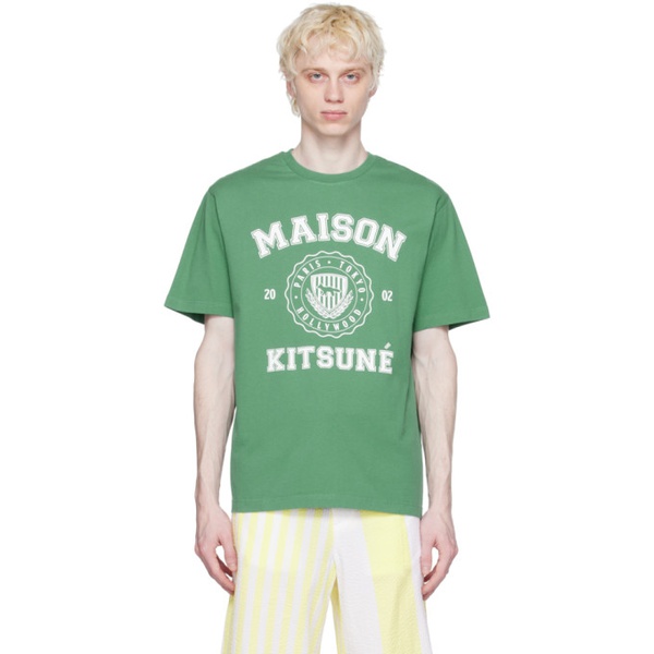 메종키츠네 Maison Kitsune Green Hotel Olympia 에디트 Edition Varsity T-Shirt 232389M213004