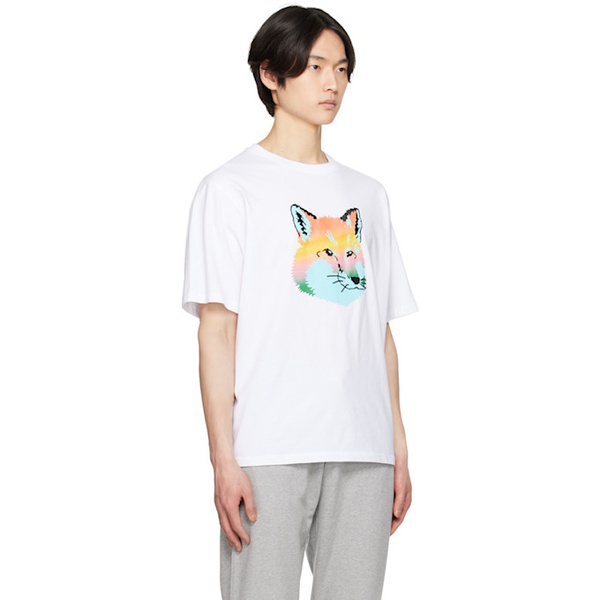 메종키츠네 Maison Kitsune White Vibrant Fox Head T-Shirt 231389M213046