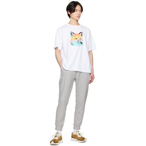 메종키츠네 Maison Kitsune White Vibrant Fox Head T-Shirt 231389M213046