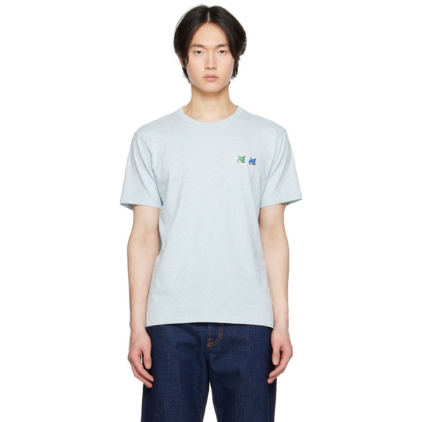 메종키츠네 Maison Kitsune Blue Double Fox Head T-Shirt 231389M213056