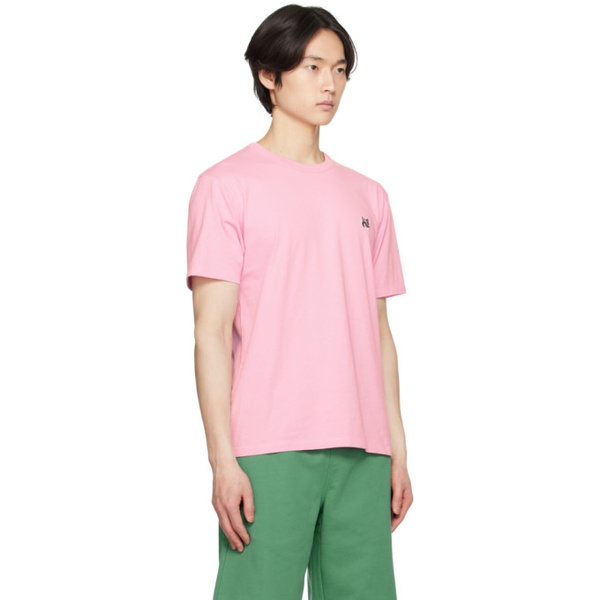 메종키츠네 Maison Kitsune Pink Fox Head T-Shirt 231389M213053